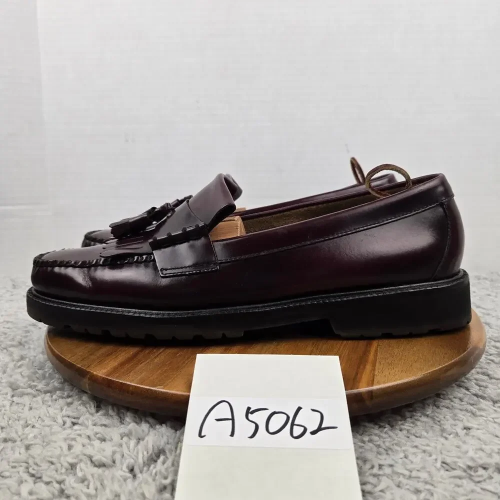 G.H. Bass & Co Weejuns Mens 13D Layton Burgundy Leather Kiltie Tassel Lug Loafer